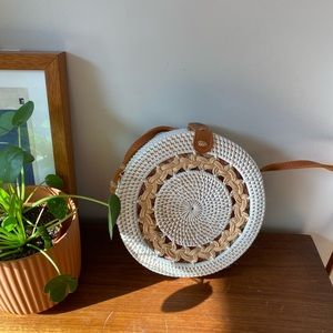 Wicker basket crossbody bag